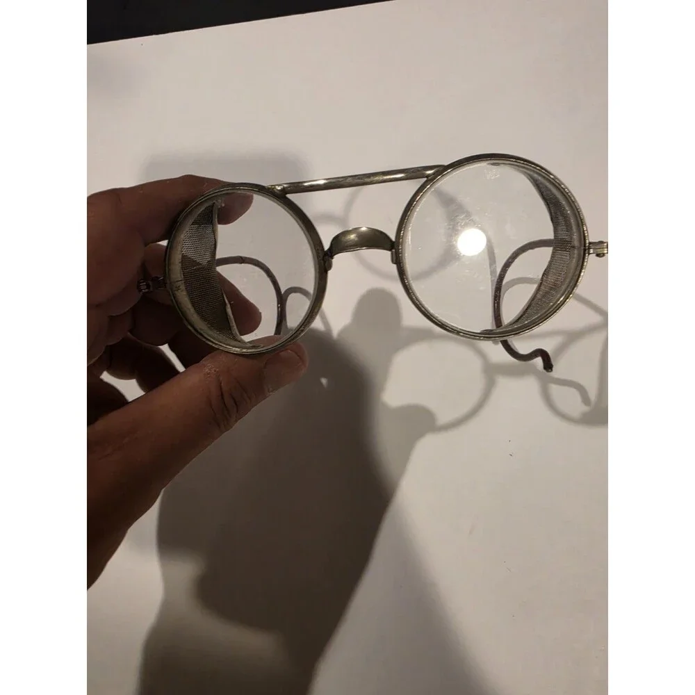 WILLSON B Safety Glasses Round Clear Lenses Metal Mesh Side Shields Vintage